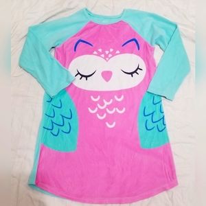 Girls Pajama Dress Size 10/12. Long Sleeve. Owl print.